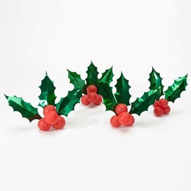 Holly & Berries Balloon Clusters Kit (set of 4)